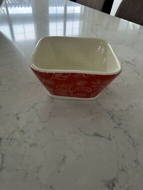 Threshold Orange and Cream Floral Ceramic Serving Bowl